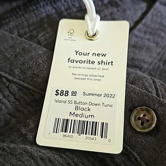 Marine layer Island Short Sleeve Button Down Tunic in Black - Picture 7 of 8